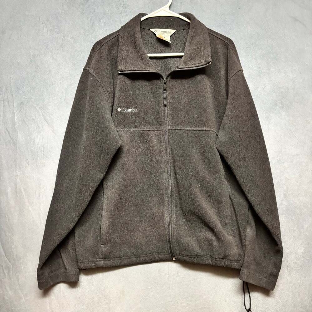 Vintage Columbia Fleece Jacket Size L Black Full Zip Outdoor Coat